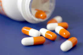 Gabapentin pills and pill bottle
