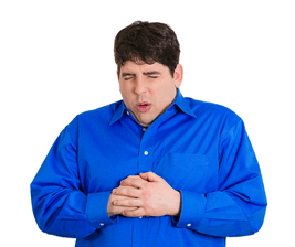 Man with heartburn indigestion