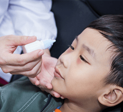 Pinkeye medicine administered by doctor