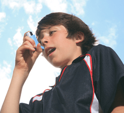 Child with asthma outside