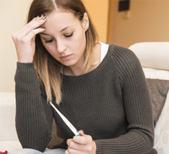 Woman depressed pregnancy test