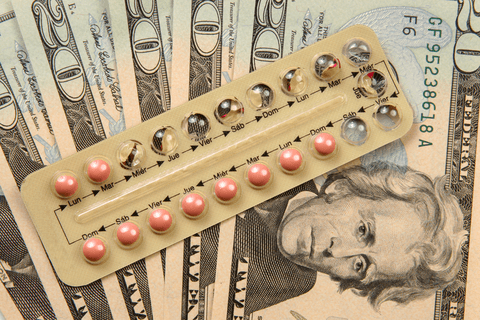 Birth control money concept